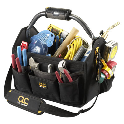 CLC Tech Gear LED Lighted Handle 15″ Open Top Tool Carrier - L234