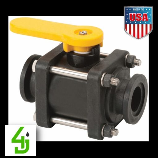 Poly Ball Valve 1 Inch Flange x 1 Inch Flange Full Port MV100CF